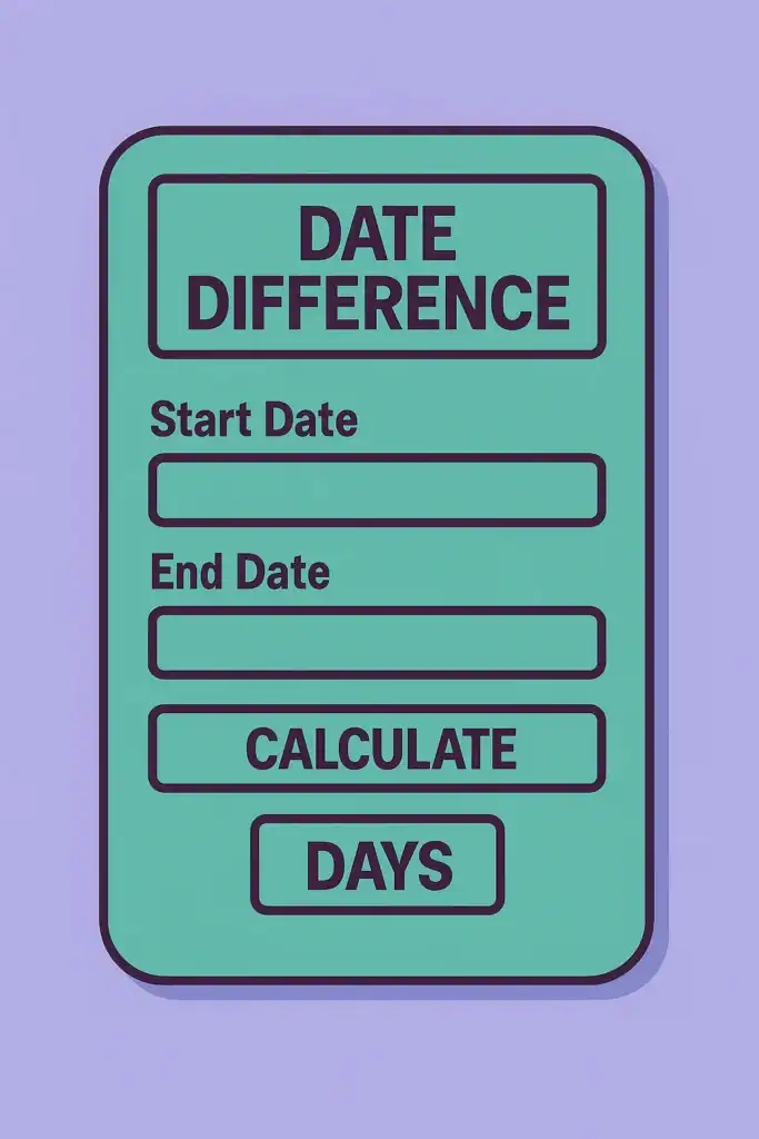 Date Difference Calculator with start date and end date input fields and calculate button