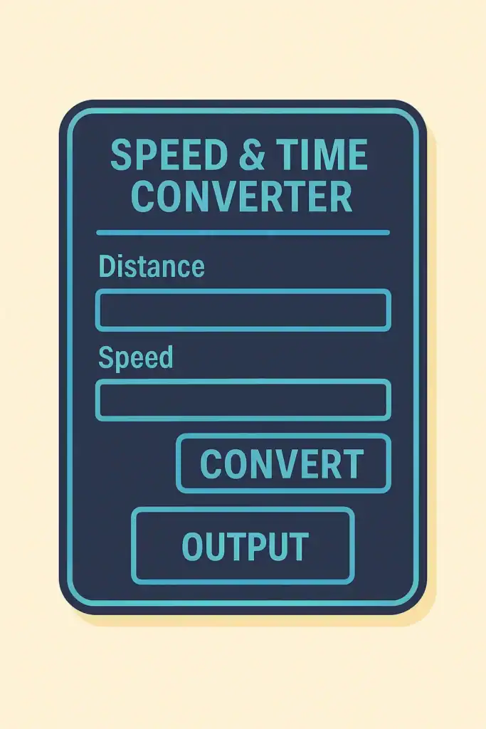 Speed and Time Converter with input fields for distance, speed, and output calculation