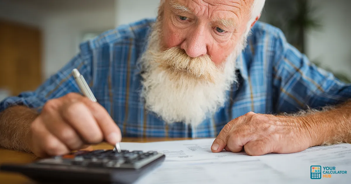 Annuity Calculator – Plan Your Pension Income illustration with coins and retirement chart