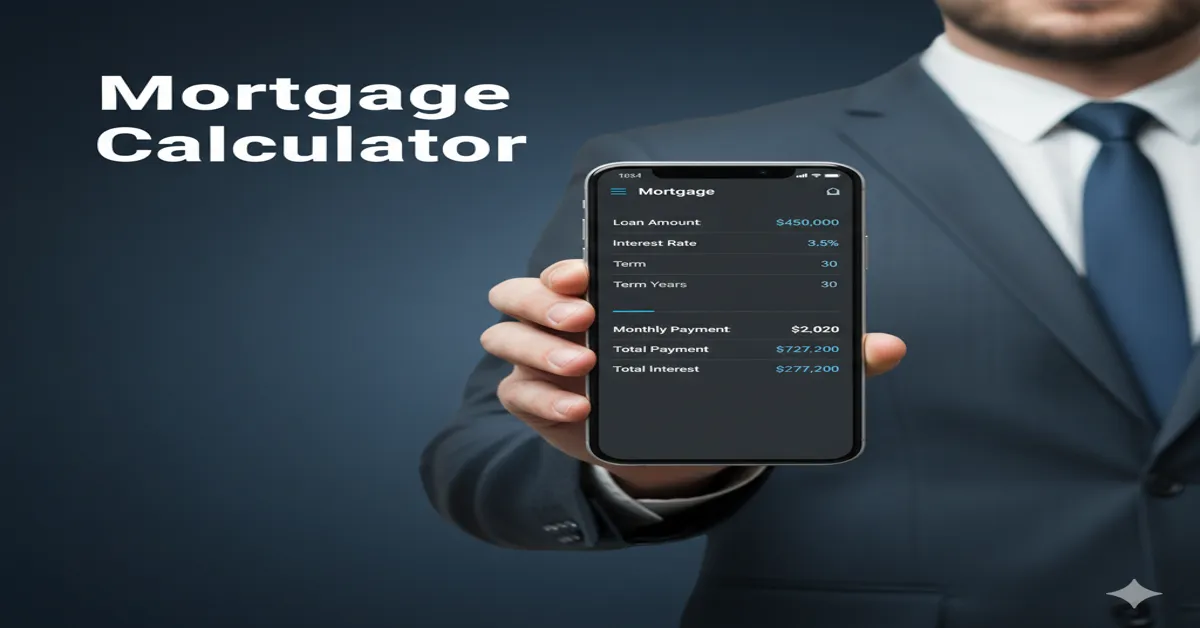 Mobile phone displaying mortgage loan calculation results