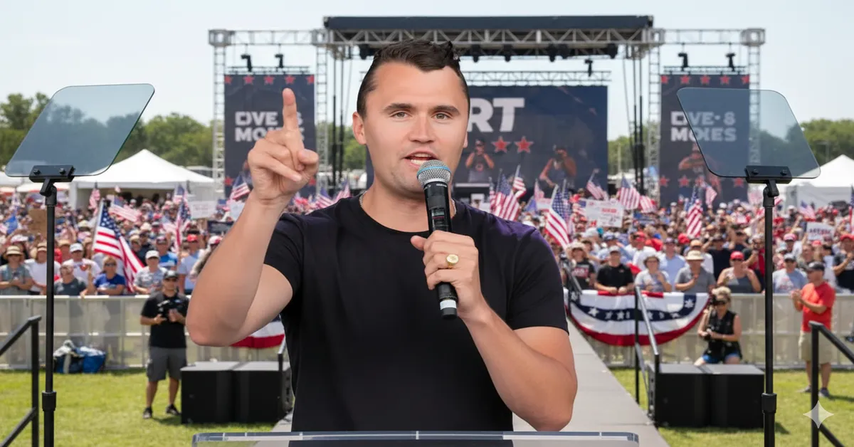 Death of Charlie Kirk delivering a speech at a university event before his tragic death