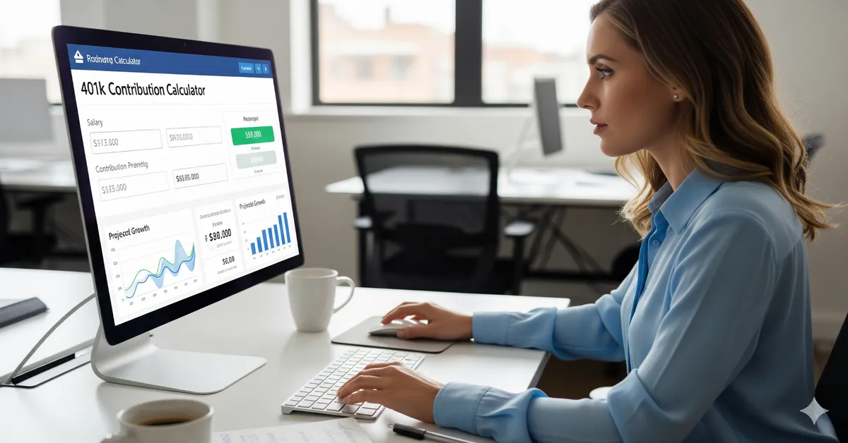401k Contribution Calculator showing retirement savings growth