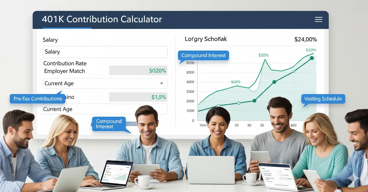 401k Contribution Calculator chart with savings projections