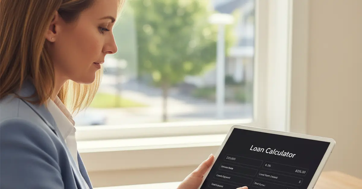 Loan Calculator showing EMI breakdown with interest and principal