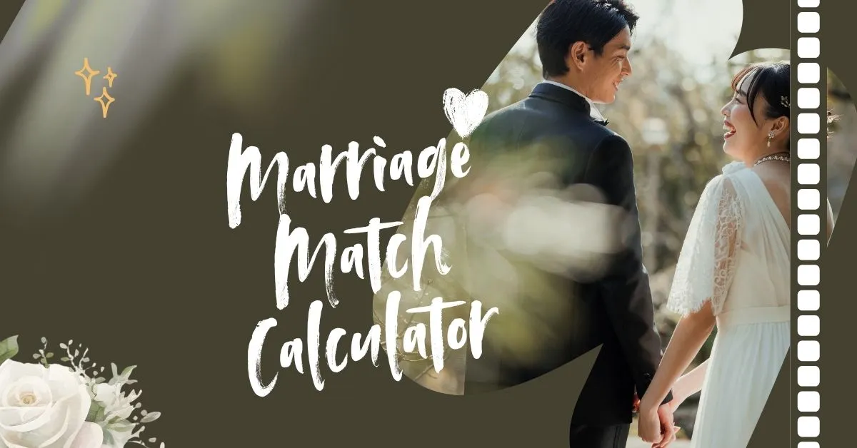 Happy couple smiling on their wedding day representing the Marriage Match Calculator for compatibility and relationship prediction.