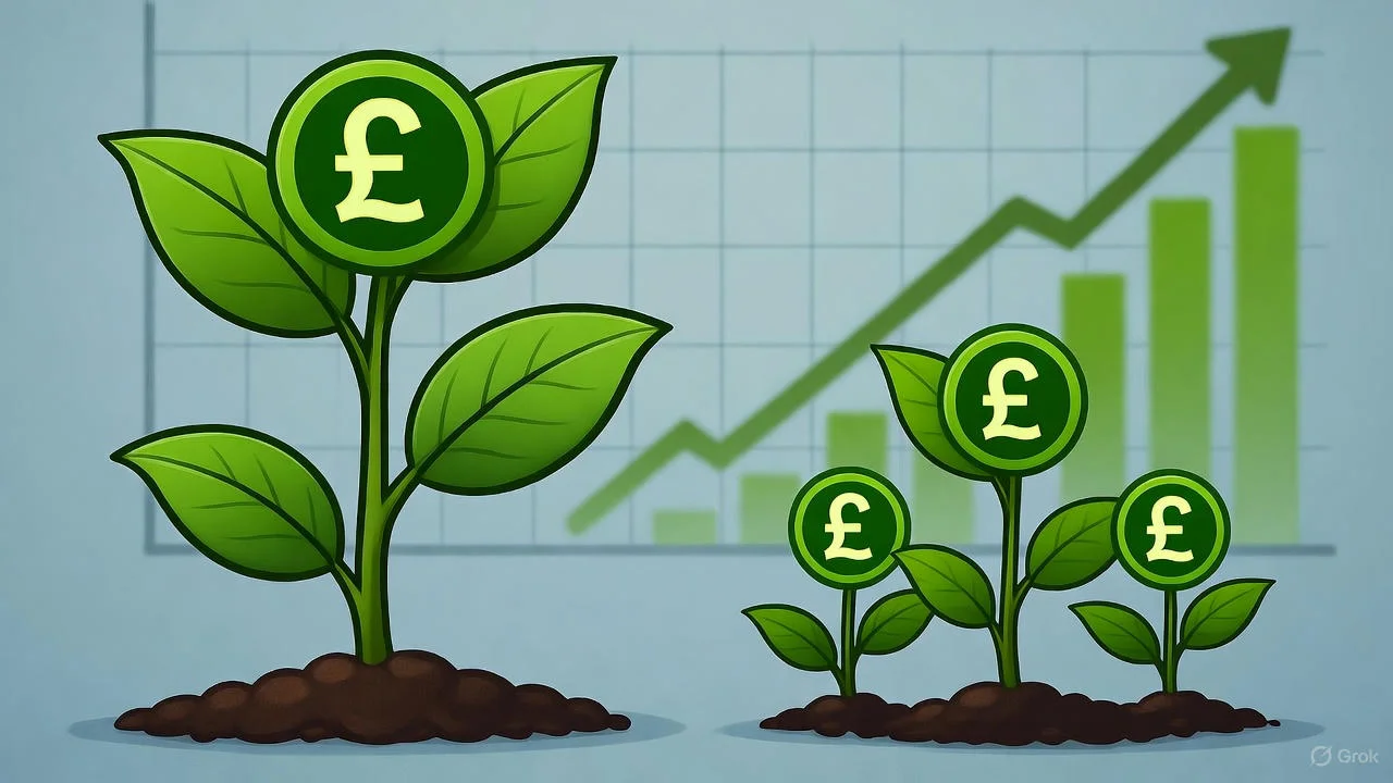 ISA Growth: Monthly vs Lump Sum Calculator (UK) chart showing investment comparison