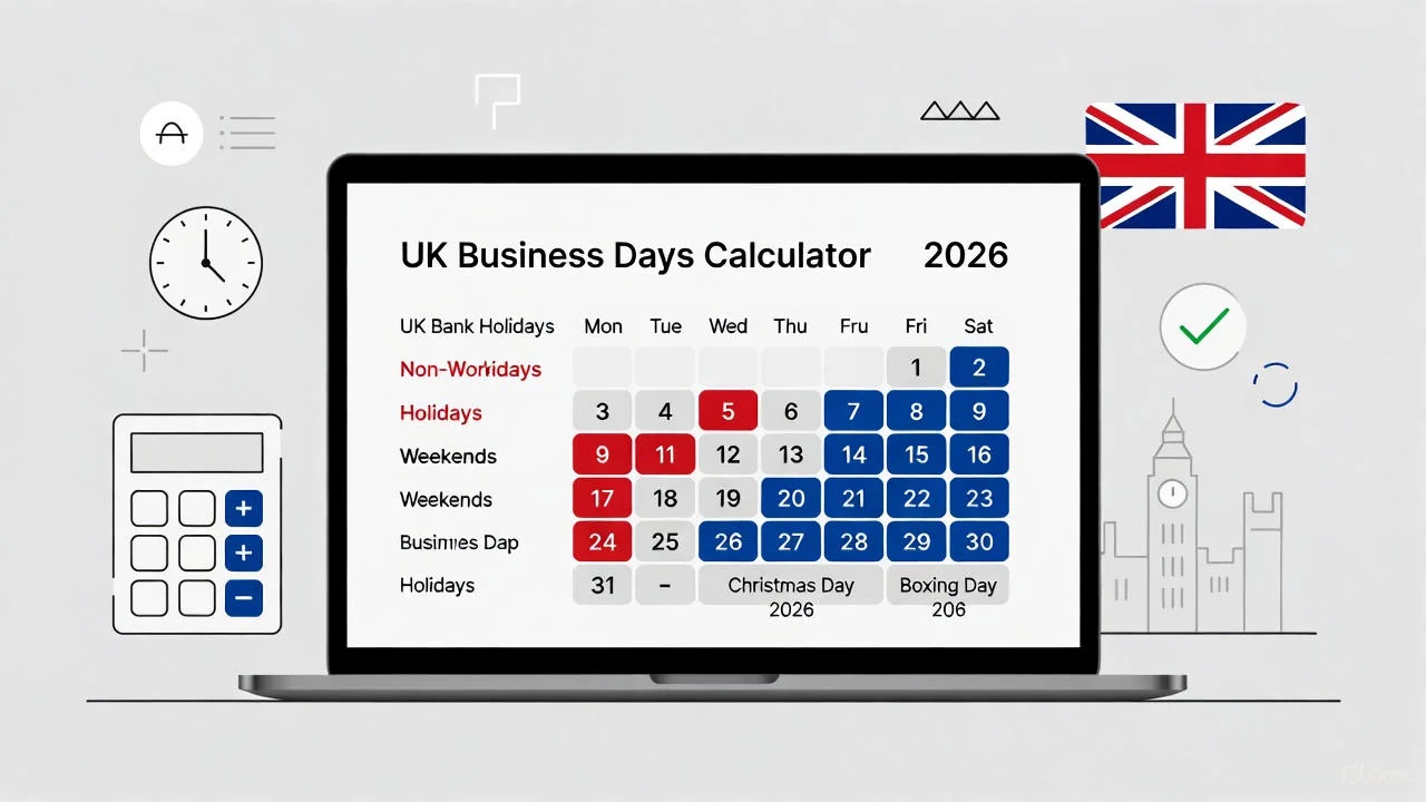 UK Business Days Calculator (Bank Holidays 2026) working days calculation example