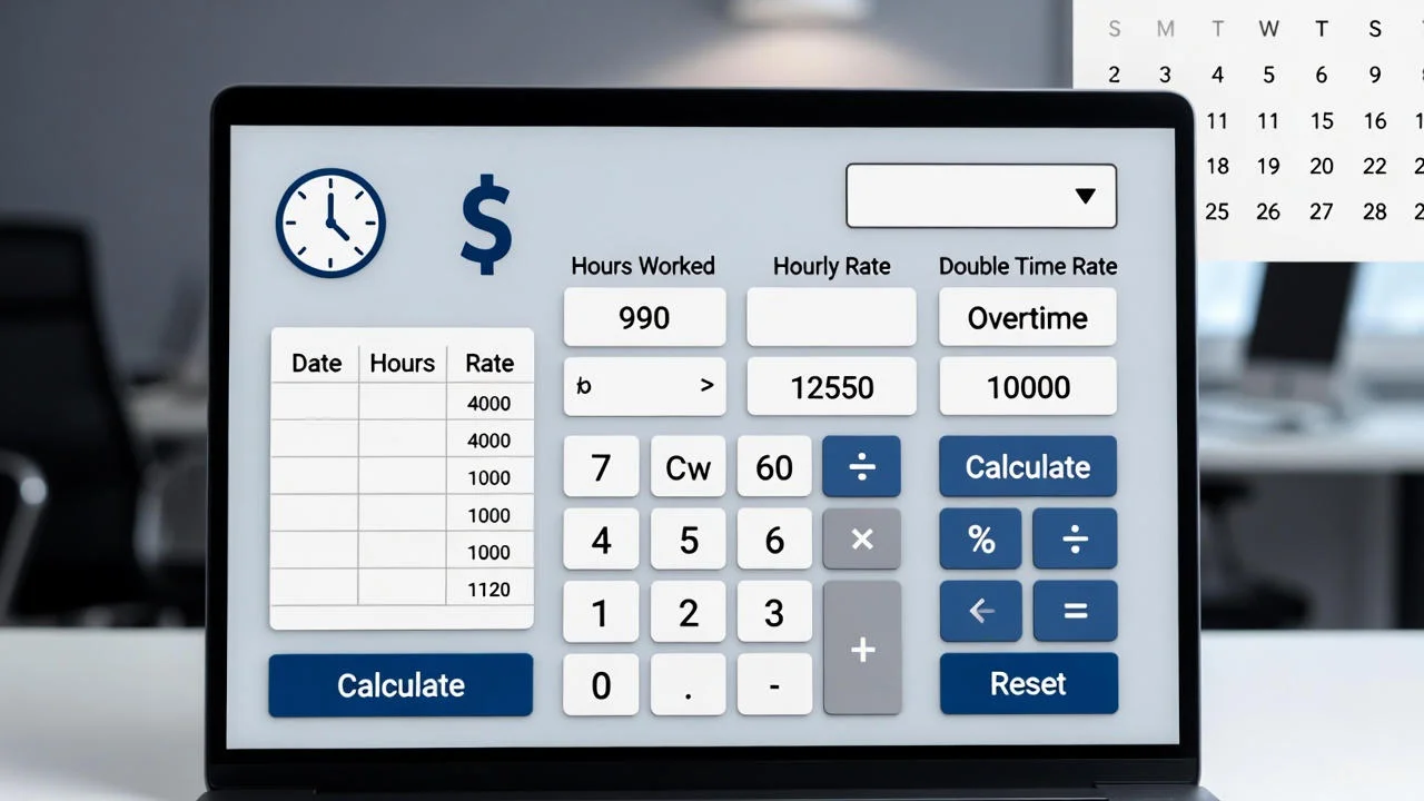 California Overtime & Double Time Calculator example showing overtime pay calculation